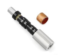Rear shock absorber bushing tool kit for mountain bikes with viewing window and scale for precision installation and removal of DU and needle bearing bushings (silver)