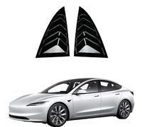 Rear Side Window Louvers for Tesla Model 3 Refresh 2024 2025 2026,Window Louver Covers,Quarter Panel Air Vent Blinds,ABS,Sunshade,Rain,Gloss Black