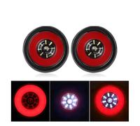 Rear Tail Lamp 4 Inch Round LED Tail Brake Light Red Yellow Turn Signal Lamp Trailer Stop Reverse For Car Truck Lorry Tractor 12/24V light cover(2piece Rubber White)