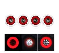 Rear Tail Lamp 4 Inch Round LED Tail Brake Light Red Yellow Turn Signal Lamp Trailer Stop Reverse For Car Truck Lorry Tractor 12/24V light cover(4piece Steel White)