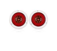 Rear Tail Lamp 4 Inch Round LED Tail Brake Light Red Yellow Turn Signal Lamp Trailer Stop Reverse For Car Truck Lorry Tractor 12/24V light cover(2piece Steel Yellow)