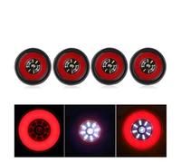 Rear Tail Lamp 4 Inch Round LED Tail Brake Light Red Yellow Turn Signal Lamp Trailer Stop Reverse For Car Truck Lorry Tractor 12/24V light cover(4piece Rubber White)