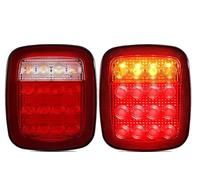 Rear Tail Light Lamp For Jeep For Wrangler YJ TJ CJ 16 LED Tail Lights Smoked Shell Tail Light Rear Brake Reverse Light Turn Signals 2pcs Rear Bumper Fog Light(Red with Turn)