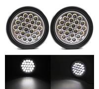 Rear Tail Light Lamp Lenses 1x/2x 12V 24V 24 Round LED Rear Taillight Brake Stop Side Marker Warning Indicator Red Yellow White Truck Trailer Lamp(2pcs White)