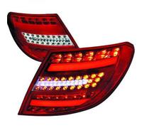 Rear Tail Lights Pair Set LED Clear Red Chrome For Mercedes W204 Saloon 07-11