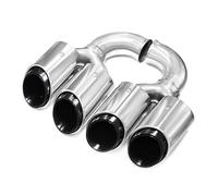 Rear Tailpipe For Cayenne 2011-2013 Exhaust Modification Upgrade Dual Outlet Quad Sport Tailpipe Stainless Steel Muffler Car Exhaust Tailpipe(Long Silver)