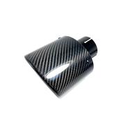 Rear Tailpipe Oval Slanted Carbon Black Exhaust Tips Glossy Muffler Exhaust Tip For Universal Carbon Muffler Pipes Tailpipe Trims Car Exhaust Tailpipe(ID 76mm-OD 115mm)