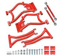 Rear Upper & Lower A-Arms for Polaris RZR S 800 2009-2014 & RZR 4 800 2010-2014, High Clearance Suspension Arms, Adjustable Design, Red Powder Coated Finish