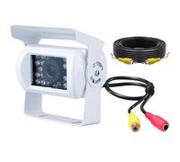 Rear View Backup Reversing HD Camera for Van Car Truck Lorry Pickup Bus White Backup Camera Heavy Duty 18 LED IR Night Vision Waterproof Vehicle Rear View Camera with 15M AV IN Cable, DC 12V - 24V