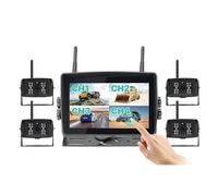 Rear View Camera Touch Screen Wireless 7'' AHD Digital DVR Record IR Night Vision Backup Camera 4CH WiFi Monitor For Truck Trailer Bus RV Backup Camera(128G,Add 4 camera)