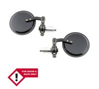 HIGHSIDER smart Bar End Mirror Black Round (Pair), black