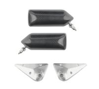 Rear View Mirror 2psc Universal Retro Car Rearview Side Mirror Craft Square F1 Style With Blue Mirror Metal Bracket Compatible With(Carbon grain)