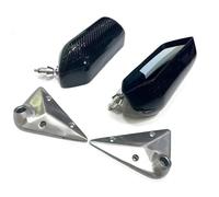 Rear View Mirror Assembly A Pair Real Carbon Fiber Retro Racing Rearview Mirror Universal F1 Style Blue Lens Metal Bracket Side View Wing Mirror Assembly