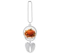 Rear View Mirror Car Charms Cars Hanging Pendant Fall Pumpkin Car Pendant Rearview Mirror Hanging Ornament Cars Hanging Accessories for Women Men Auto Decoration Silver