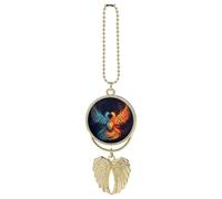 Rear View Mirror Car Charms Cars Hanging Pendant Fire and Water Phoenix Car Pendant Rearview Mirror Hanging Ornament Cars Hanging Accessories for Women Men Auto Decoration Golden