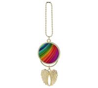 Rear View Mirror Car Charms Cars Hanging Pendant Rainbow Color Stripe Car Pendant Rearview Mirror Hanging Ornament Cars Hanging Accessories for Women Men Auto Decoration Golden