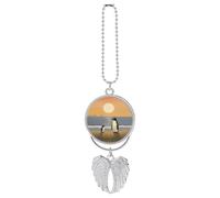 Rear View Mirror Car Charms Cars Hanging Pendant Two Penguins Pictures Car Pendant Rearview Mirror Hanging Ornament Cars Hanging Accessories for Women Men Auto Decoration Silver