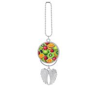 Rear View Mirror Car Charms Cars Hanging Pendant Various Fruits Car Pendant Rearview Mirror Hanging Ornament Cars Hanging Accessories for Women Men Auto Decoration Silver