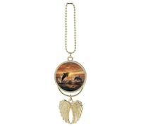 Rear View Mirror Charm Car Interior Pendant Car Accessories Dolphins Jumping Out of The Water at Sunset Decoration Hanging Ornaments for Women Men