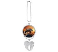Rear View Mirror Charm Car Interior Pendant Car Accessories Dusk Dolphin Decoration Hanging Ornaments for Women Men