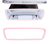 Rear View Mirror Cover, Pink Rear View Mirror Accessories,Silicone Car Rear View Mirror Protector Frame Silicone Automotive Mirror Frame Compatible with Tesla Model 3/Y,