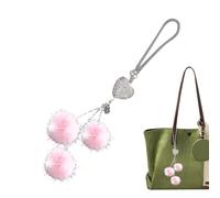 Rear View Mirror Pendant - Rear View Mirror Ornament | Bling Car Accessories Interior, Love Pendant With Plush Ball And Bling Charm | Vehicle Accessory For Women And Girls