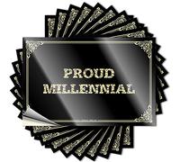 Rear View Mirror Sticker Funny Camping Laminated Vinyl Wall Art - Proud Millennial/Cup Stickers for Tumblers Waterproof(8X12CM-10Pcs)