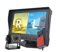 Rear View Reverse DVR Backup Camera 2 CH Monitor Black Box 7" Screen AHD With Digital Video Recorder For RV Car Truck Bus Front Rear Reverse Backup Camera(128G,E)