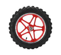 Rear Wheel, Qiilu Motorbike Tyres, 2.5-10in Rear Wheel Rubber Tire Anti-Skid Metal + Rubber Replacement Fits for 2 Stroke Mini Dirt Bike(A(Red）)