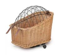 Rear Wicker Bike Basket, Pet Bike Basket, Bike Basket for Dogs with Wire Mesh Cover, Bike Basket Rear for Small Cats Dogs(Brown)