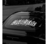 Rear windscreen Decal JDM - My Life My Rules - Banner Flames Sticker - 30 cm - Red