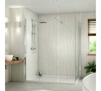 Rearo Tradeline Mr Mdf Bathroom Shower Wall Panel (H)2420mm X (W)1200mm X (D)11mm Tongue & Groove - Elemental Ash Finish