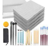 ReArt Oven Bake Polymer Clay White, Non Toxic 4.4Lbs with Pottery Tools & Paint Brushes Great for Modeling, Sculpting, Holiday, DIY Jewelry Making Projects. Great for All Skill Levels (White & Tools)