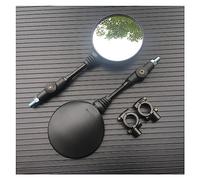 Rearview 10mm Motorcycle Retro Modified Handlebar Mirror Black Universal Side Mirror Rearview Mirror Anti-fall Folding Round Mirror(C)