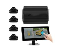 Rearview Camera 360° Panorama Bird's Eye View Camera Car System 3D 1080P Recorder With 10.25" Touch Screen For Bus Truck RV Motorhome Reverse Camera(Black)
