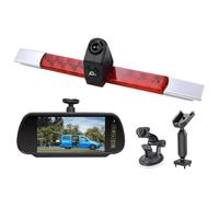 Rearview Camera For Hella 2DA 343 106-201 With 7" Mirror Monitor Dual Lens Brake Light Rear View Reversing Camera For All Flat Cars Compatible(Snap-on Mount)