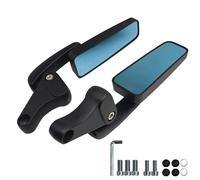 Rearview Glass For Motorcycle Scooter Handlebar Mount Rearview Adjustable Rectangle Blue Back Adjustable Angle