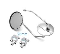 Rearview mirror A Pair Motorcycle Scooter Mirrors Universal Motorbike Rear View Mirror 8mm 22mm 25mm Handlebar Round Convex Mirrors Side Mirror(For 25mm handlebar)
