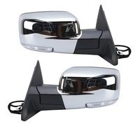 Rearview Mirror Assembly Car Side Rearview Mirror Assembly Power Folding Dual Lamps Heated For Dodge For Ram 1500 2500 3500 2013-2018(1 pair Silver)