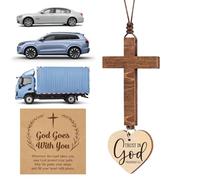 Rearview Mirror Cross - Christian Bible Verse Car Pendant, Premium Jesus Charm With Adjustable Chain, Religious Vehicle Interior Decor | Faith Gift For Men, Drivers, Trucks & SUVs