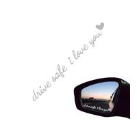 Rearview Mirror Decal - Drive Safe Car Window Decals with Heart - Decorative Vehicle Accessories for Motorcycle Scooters Truck SUV Sedans Pickups Auto Windshield Night Driving