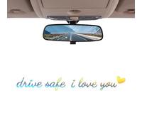 Rearview Mirror Decal - Heart Shaped I Love You Decorative, Safe Driving Cute Vinyl Waterproof Sticker, Anti Scratch Car Window Accessory, Romantic Gift for Driver SUV Truck Sedan