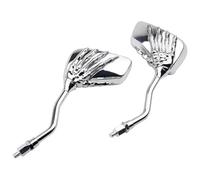 Rearview Mirror Motorcycle Motorbike Mirror 2x Chrome Motorcycle Skull Hand Side MIRRORS 8MM 10MM Bar End(Silver)