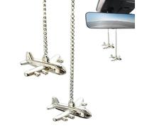 Rearview Mirror Ornaments, Cute Chain Pendant with Airplane Design, Car Rearview Mirror Decor for Automobile SUV RV Tractor Trailer Vehicle, Adds Fun and Style, Lightweight, Easy to