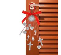 Rearview Mirror Pendant, Crucifix Catholic Door House, Interior Religious Metal Car Hanging, for Vehicles SUV Pickup Dashboard Window Windshield Door Entry Travel Vacation Birthday