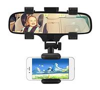 Rearview Mirror Phone Holder Mount, Universal Car Rearview Mirror Phone Holder for Smartphone GPS, Vehicle Mobile Phone Mount Bracket Rearview Mirror Clip Mount