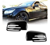 Rearview Mirror Shell Cover, Side Wing Mirror Cover Cap Compatible With Mercedes A B C E S CLA GLA GLK Class W204 W212 W176 C117 (Gloss Black)