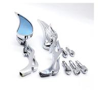 Rearview Mirrors FOR MOTORCYCLE FOR CRUISER CHOPPER 8MM 10MM Blue Mirror Pair For Motorcycle Rearview Side Mirrors Motorcycle Mirrors(Silver)