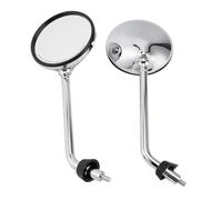Rearview Mirrors Left and Right M8 for Piaggio Vespa LX 50 125 150 2T 4T 2005-2013, Chrome Plated Steel Round Replacement Side Mirrors Pair with Rubber Boot