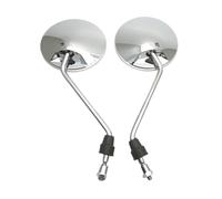Rearview Side Mirror A Pair Chrome Motorcycle Scooter Mirrors Universal Motorbike Rear View 8mm With M10 Adapters Round Oval Convex Bar End Mirror